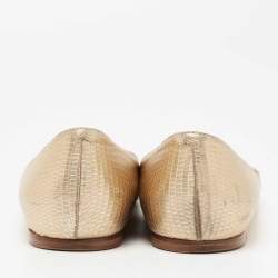 Pre Owned Jimmy Choo Gold Leather Pointed Toe Ballet Flats Size 36 