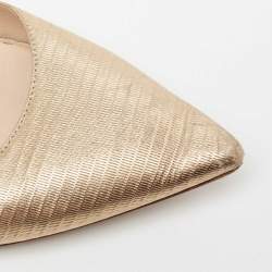 Pre Owned Jimmy Choo Gold Leather Pointed Toe Ballet Flats Size 36 