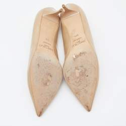 Pre Owned Jimmy Choo Beige Patent Leather Avril Pointed Toe Pumps Size 38.5