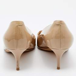 Pre Owned Jimmy Choo Beige Patent Leather Avril Pointed Toe Pumps Size 38.5