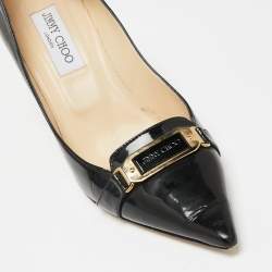 Pre Owned Jimmy Choo Black Patent Leather Pointed Toe Pumps Size 38.5