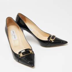 Pre Owned Jimmy Choo Black Patent Leather Pointed Toe Pumps Size 38.5