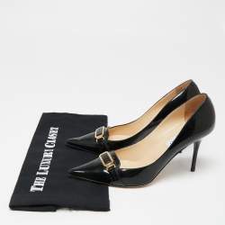 Pre Owned Jimmy Choo Black Patent Leather Pointed Toe Pumps Size 38.5