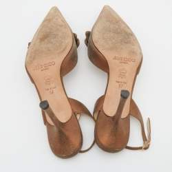 Pre Owned Jimmy Choo Metallic Bronze Suede Jenna Slingback Sandals Size 37