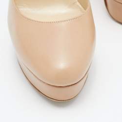 Jimmy Choo Beige Leather Cosmic Platform Pumps Size 37