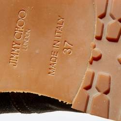 Pre Owned Jimmy Choo Gold/Beige Shimmering Suede Youth Ankle Boots Size 37