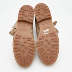 Pre Owned Jimmy Choo Gold/Beige Shimmering Suede Youth Ankle Boots Size 37