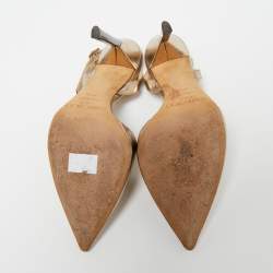 Pre Owned Jimmy Choo Gold Leather Tilly Slingback Pumps Size 35.5