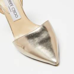 Pre Owned Jimmy Choo Gold Leather Tilly Slingback Pumps Size 35.5