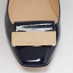 Pre Owned Jimmy Choo Navy Blue Patent Leather Harlow Ballet Flats Size 35.5