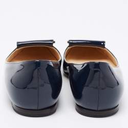 Pre Owned Jimmy Choo Navy Blue Patent Leather Harlow Ballet Flats Size 35.5