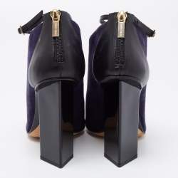 Jimmy Choo Midnight Blue/Black Suede and Leather Vanish Ankle-Strap Booties Size 36