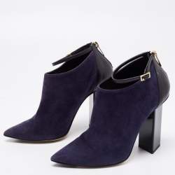 Jimmy Choo Midnight Blue/Black Suede and Leather Vanish Ankle-Strap Booties Size 36