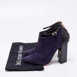 Jimmy Choo Midnight Blue/Black Suede and Leather Vanish Ankle-Strap Booties Size 36