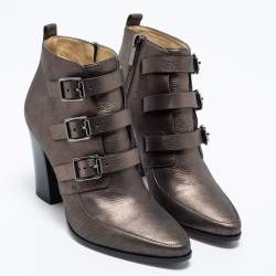 مملوكة مسبقًا Jimmy Choo Metallic Leather Ankle Boots Size 36