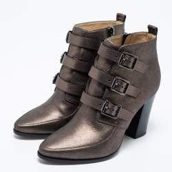 مملوكة مسبقًا Jimmy Choo Metallic Leather Ankle Boots Size 36