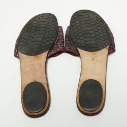 Pre Owned Jimmy Choo Plum Coarse Glitter Nanda Flat Slides Size 40