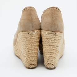 Jimmy Choo Beige Suede Wedge Platform Pumps Size 38.5
