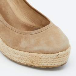 Jimmy Choo Beige Suede Wedge Platform Pumps Size 38.5