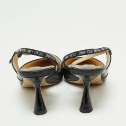 Pre Owned Jimmy Choo Black Leather Ray Slingback Sandals Size 37.5