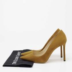 Pre Owned حذاء كعب عالي جيمي تشو رومي سويدي أصفر مقاس 38.5