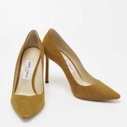 Pre Owned حذاء كعب عالي جيمي تشو رومي سويدي أصفر مقاس 38.5