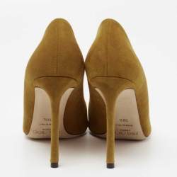 Pre Owned حذاء كعب عالي جيمي تشو رومي سويدي أصفر مقاس 38.5