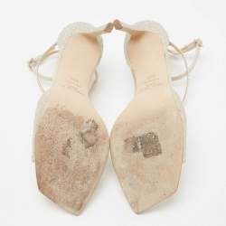 مملوكة مسبقًا صندل جيمي تشو أزيا غليتر فضي ميتاليك مقاس 39.5