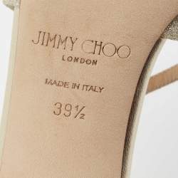 مملوكة مسبقًا صندل جيمي تشو أزيا غليتر فضي ميتاليك مقاس 39.5