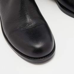 Pre Owned بوت جيمي تشو ديرون جلد أسود فوق الركبة مقاس 38.5