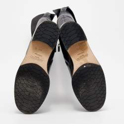 Pre Owned بوت جيمي تشو ديرون جلد أسود فوق الركبة مقاس 38.5