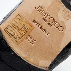 Pre Owned بوت جيمي تشو ديرون جلد أسود فوق الركبة مقاس 38.5