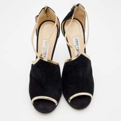 Jimmy Choo Black Suede Fey Back Ankle Strap Sandals Size 40