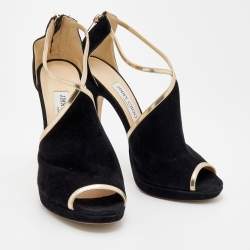 Jimmy Choo Black Suede Fey Back Ankle Strap Sandals Size 40