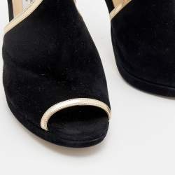 Jimmy Choo Black Suede Fey Back Ankle Strap Sandals Size 40