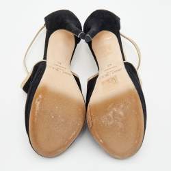 Jimmy Choo Black Suede Fey Back Ankle Strap Sandals Size 40