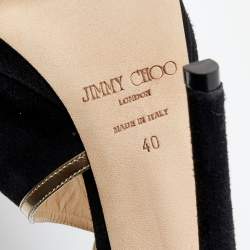 Jimmy Choo Black Suede Fey Back Ankle Strap Sandals Size 40