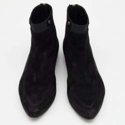 Pre Owned Jimmy Choo Black Suede Malice Ankle Length Boots Size 38.5