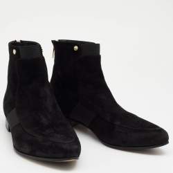 Pre Owned Jimmy Choo Black Suede Malice Ankle Length Boots Size 38.5