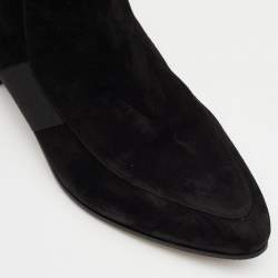 Pre Owned Jimmy Choo Black Suede Malice Ankle Length Boots Size 38.5