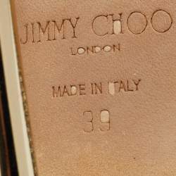 Pre Owned صندل جيمي تشو غليتر ذهبي نعل سميك مقاس 39
