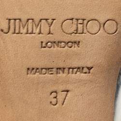 Pre Owned Jimmy Choo Metallic Silver Leather Minny Ankle Strap Sandals Size 37