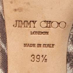 Jimmy Choo Beige/Brown Leopard Print Leather Platform Peep Toe Slingback Sandals Size 39.5