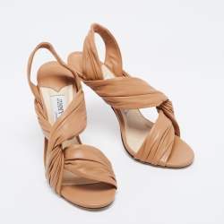 Pre Owned Jimmy Choo Beige Leather Leila Slingback Sandals Size 36