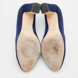 Pre Owned حذاء كعب عالي جيمي تشو جورجيا سويدي أزرق كحلي مقدمة مستديرة مقاس 38.5