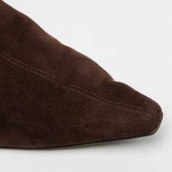 Pre Owned Jimmy Choo Brown Suede Calf Length Boots Size 38.5