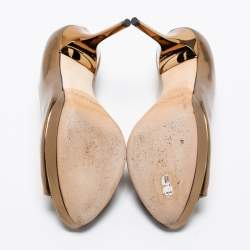 Pre Owned Jimmy Choo Gold Leather Luna Peep Toe Pumps Size 39 