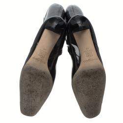 مملوكة مسبقًا بوت للكاحل جيمي تشو شيلا جلد أسود لامع مقاس 40