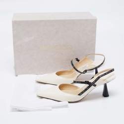 Pre Owned Jimmy Choo White Leather Ray Pointed Toe Slingback Sandals Size 38