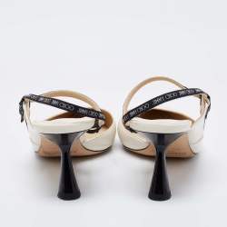 Pre Owned Jimmy Choo White Leather Ray Pointed Toe Slingback Sandals Size 38